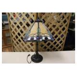 LAMP W/ SLAG GLASS SHADE