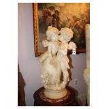 ANTIQUE CARVED MARBLE STATUE OF CUPID AND PHYSCHE
