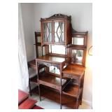 VICTORIAN CURIO W/ MIRRORED BACK & BEVELD GLASS