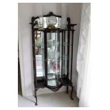 VICTORIAN CURIO CABINET W/ CURVED GLASS DOORS