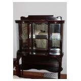 VICTORIAN CURIO W/ RARE CURVED GLASS SIDE DOORS