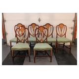 6 FRENCH MAHOGANY W/ SANDAL WOOD INLAY CHAIRS