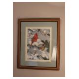 NED SMITH 'WINTER CARDINAL' SIGNED PRINT IN FRAME