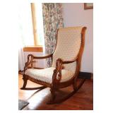 VICTORIAN ROCKER CHAIR W/ SWAN CARVED ARMS