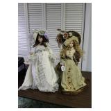2 VICTORIAN DOLLS W/ STANDS