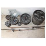 ASSORTED FREE WEIGHTS & BARBELLS