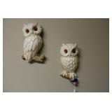 HEAVY CHALKWARE WALL HANGING OWLS