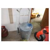 METAL TRASH CAN AND STEEL WHEELED DOLLY