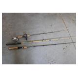 THREE FISHING RODS (2) HAVE BROKEN TIPS