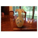 FENTON RUFFLED VASE CUSTARD PAINTED BY CHAR. SMITH