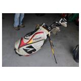 BRIDGESTONE GOLF BAG W/ ASSORTED CLUBS