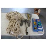 TWO BOAT ANCHORS, DOCKLINE, & ROPE
