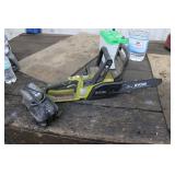 RYOBI 10' ELECTRIC CHAINSAW W/ BATTERY & CHARGER