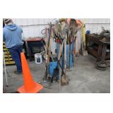 SMALL BARREL W/ ASSORTMENT OF HAND TOOLS