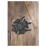 CAST IRON FIREMEN CREST COAT HANGER