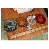 ASSORTED ASHTRAYS & FLOWER FROG