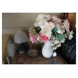 CERAMIC PITCHER, OUTDOOR LAMP & WELCOME ROCK