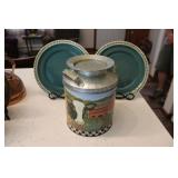 HARKER POTTERY PLATES & MILKCAN