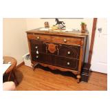 ART NOUVEAU ANTIQUE DRESSER W/ UNIQUE GLASS KNOBS