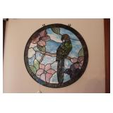 STAINED GLASS BIRD PIECE 18 3/4" DIA