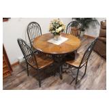 WOOD & METAL KITCHEN TABLE & (4) CHAIRS