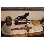 CAST IRON ROCKING HORSE & OTHER COLLECTIBLES