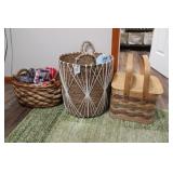 THREE BASKETS W/ BLANKETS
