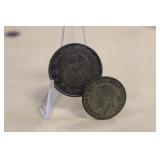 (2) SILVER COINS INCL. 1934 GERMAN W/ SW AS TIKA