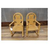 (2) OAK HANDMADE DOLL ROCKING CHAIRS
