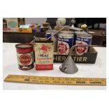 OIL CANS, TINS & OILER (DEXRON CANS ARE FULL)
