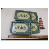 WOLVERINE DELFT SERVING TRAYS & CHALWARE LGHTHOUSE
