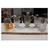 (5) VINTAGE GLASS PITCHERS