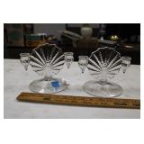 PAIR OF ART DECO GLASS CANDLESTICK HOLDERS