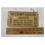 TAX EXEMPT GASOLINE TIN TACKER SIGN