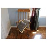 PAINTED WOODEN ROCKING CHAIR W/ PILLOWS