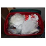 TOTE W/ SNOWMAN & CHRISTMAS DECORATIONS