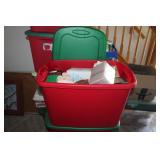 TOTE W/ CHRISTMAS DECOR & MUSIC BOXES