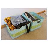 (2) STORAGE BINS W/ WOMEN'S PURSES