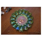 INDIANA IRRIDESCENT GREEN CARNIVAL DEVIL EGG PLATE