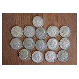 (14) 40% & (1) 90% SILVER KENNEDY HALF DOLLARS