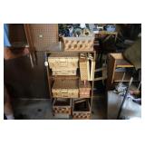 PARTICLE BOARD SHELF W/ CONTENTS