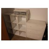 WHITE CUBBY, SMALL DRESSER & TOTE