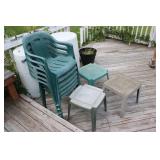 STACK OF PLASTIC CHAIRS & TABLES