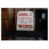 WINE SIGN & WOODEN SHELF