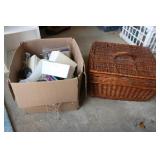 BASKET & BOX OF SEWING, CRAFT ITEMS ETC.