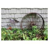 (2) WAGON WHEELS & YARD ART