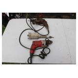 (2) MILWAUKEE CORDED DRILLS & B&D DRILL GUIDE