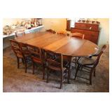 ANTIQUE KITCHEN TABLE W/ 9 CHAIRS