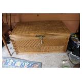 WICKER TRUNK W/ CHRISTMAS DECOR