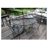 PATIO TABLE & (3) CHAIRS W/ UMBRELLA